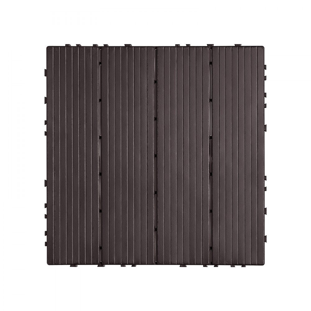 VEVOR Interlocking Deck Tiles, 54 Pack,12"x12" 54 sq. ft Plastic Waterproof Outdoor Flooring All Weather Use, Patio Floor Decking Covering Tiles for Porch Poolside Balcony Backyard, Dark Brown
