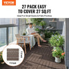 VEVOR Interlocking Deck Tiles Plastic Wood, 27 Pack,12"x12" 27 sq. ft Waterproof Outdoor Flooring All Weather Use, Patio Floor Decking Covering Tiles for Porch Poolside Balcony Backyard, Dark Brown