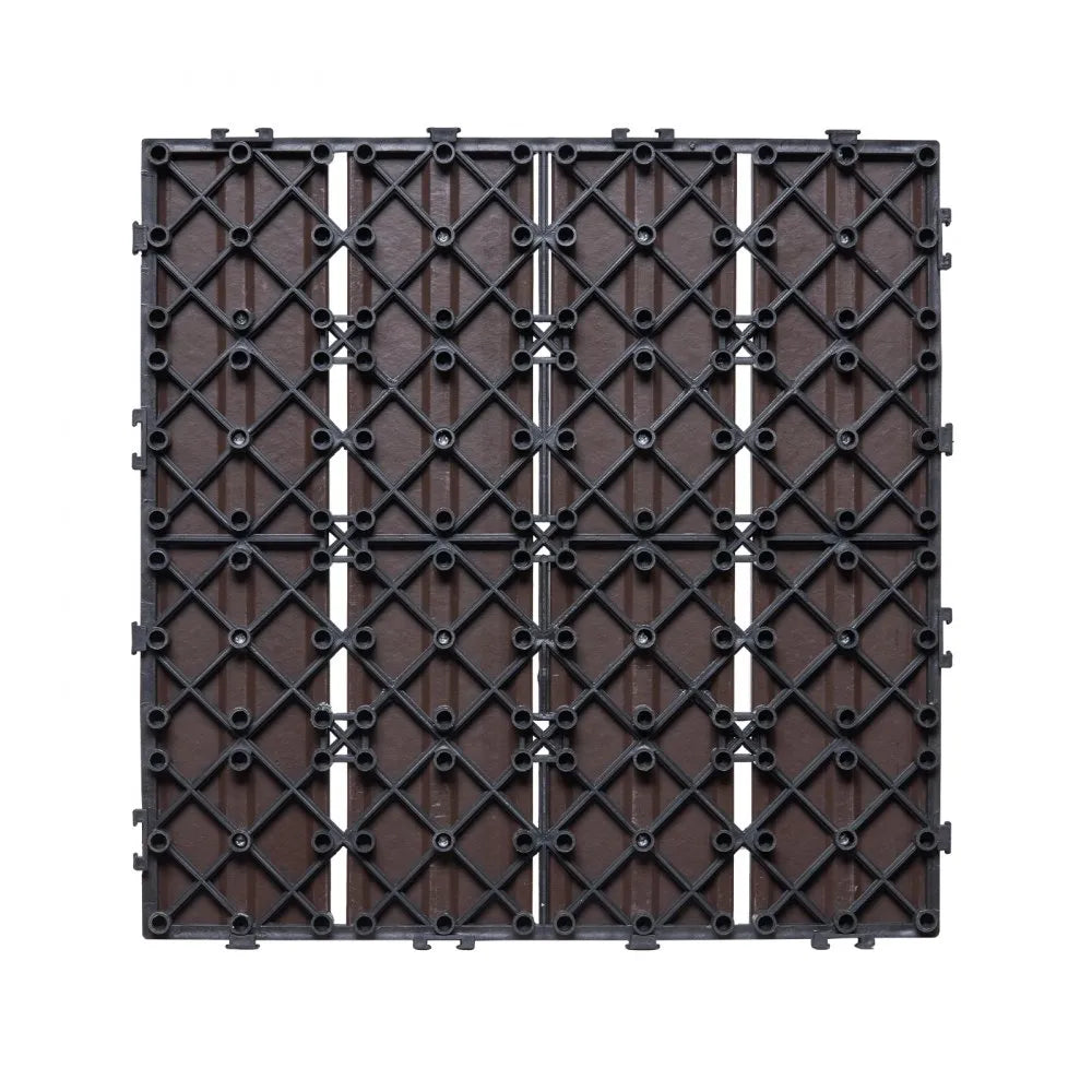 VEVOR Interlocking Deck Tiles Plastic Wood, 27 Pack,12"x12" 27 sq. ft Waterproof Outdoor Flooring All Weather Use, Patio Floor Decking Covering Tiles for Porch Poolside Balcony Backyard, Dark Brown