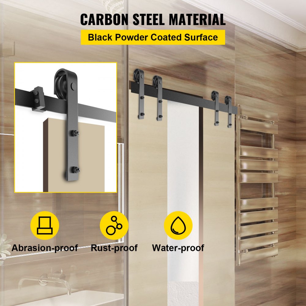 VEVOR Sliding Barn Door Hardware Kit, 9FT Barn Door Kit, 330LBS Load-Bearing Double Barn Door Hardware Kit, Carbon Steel Barn Door Track, Darn Door for 1.37-1.77\" Thickness & 4.5FT Wide Door Panel