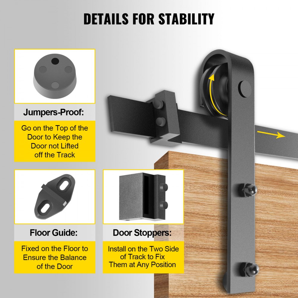 VEVOR Sliding Barn Door Hardware Kit, 9FT Barn Door Kit, 330LBS Load-Bearing Double Barn Door Hardware Kit, Carbon Steel Barn Door Track, Darn Door for 1.37-1.77\" Thickness & 4.5FT Wide Door Panel