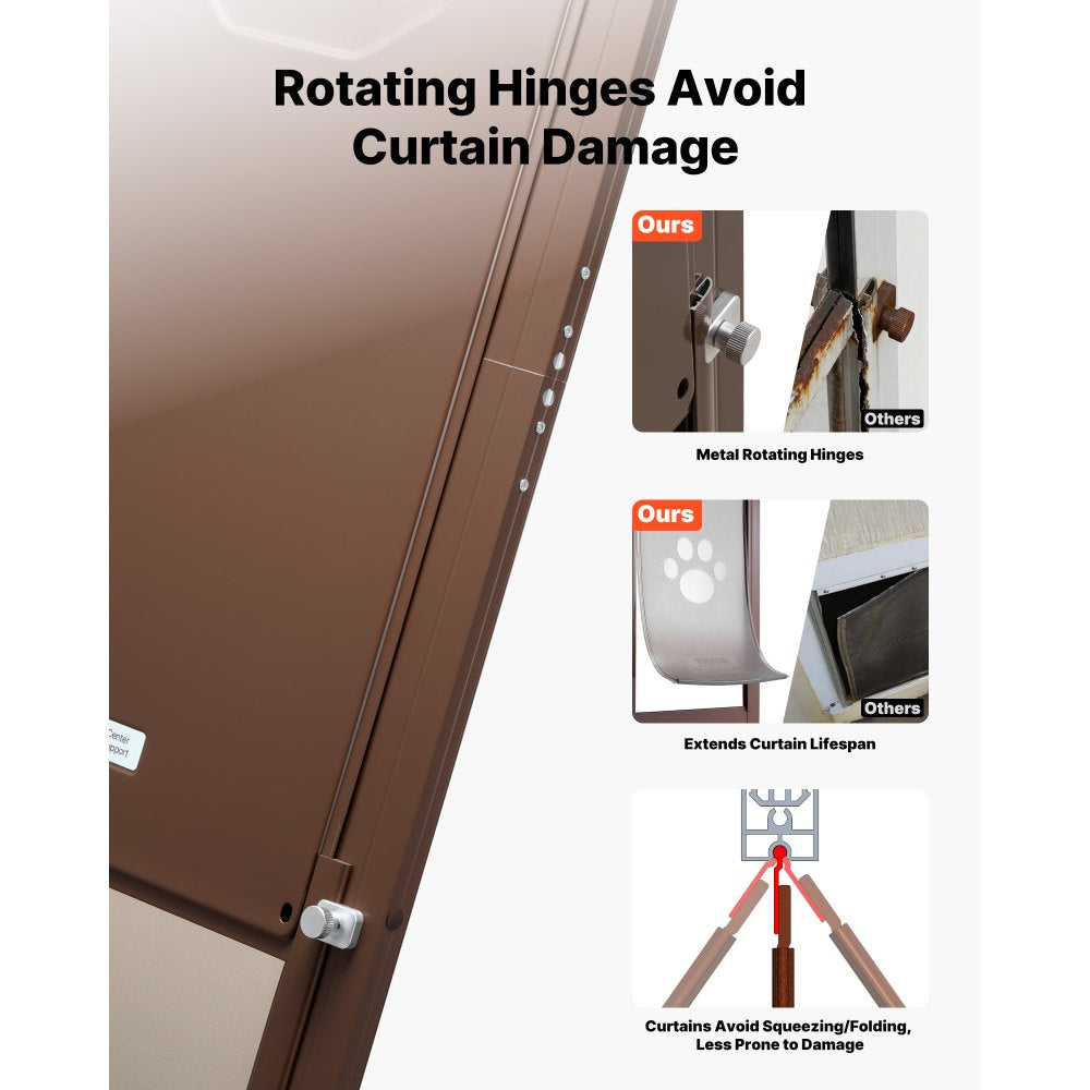 VEVOR Dog Door for Sliding Glass Door, 75 7/8 to 80 11/16 in Adjustable Height, Aluminum Alloy Frame with Rotating Hinges, Lock Design, 13 5/8 x 23 5/8 in Flap, Sliding Glass Pet Door for Renters