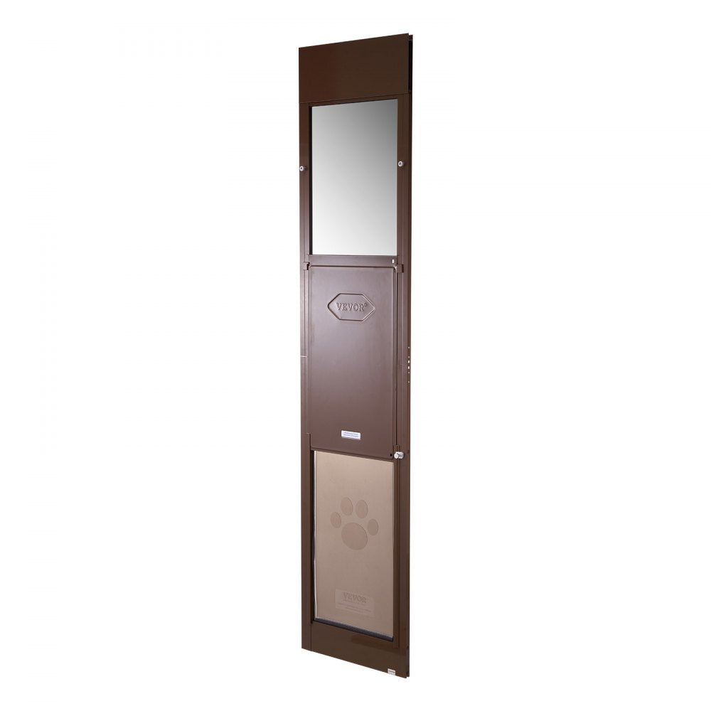 VEVOR Dog Door for Sliding Glass Door, 75 7/8 to 80 11/16 in Adjustable Height, Aluminum Alloy Frame with Rotating Hinges, Lock Design, 13 5/8 x 23 5/8 in Flap, Sliding Glass Pet Door for Renters