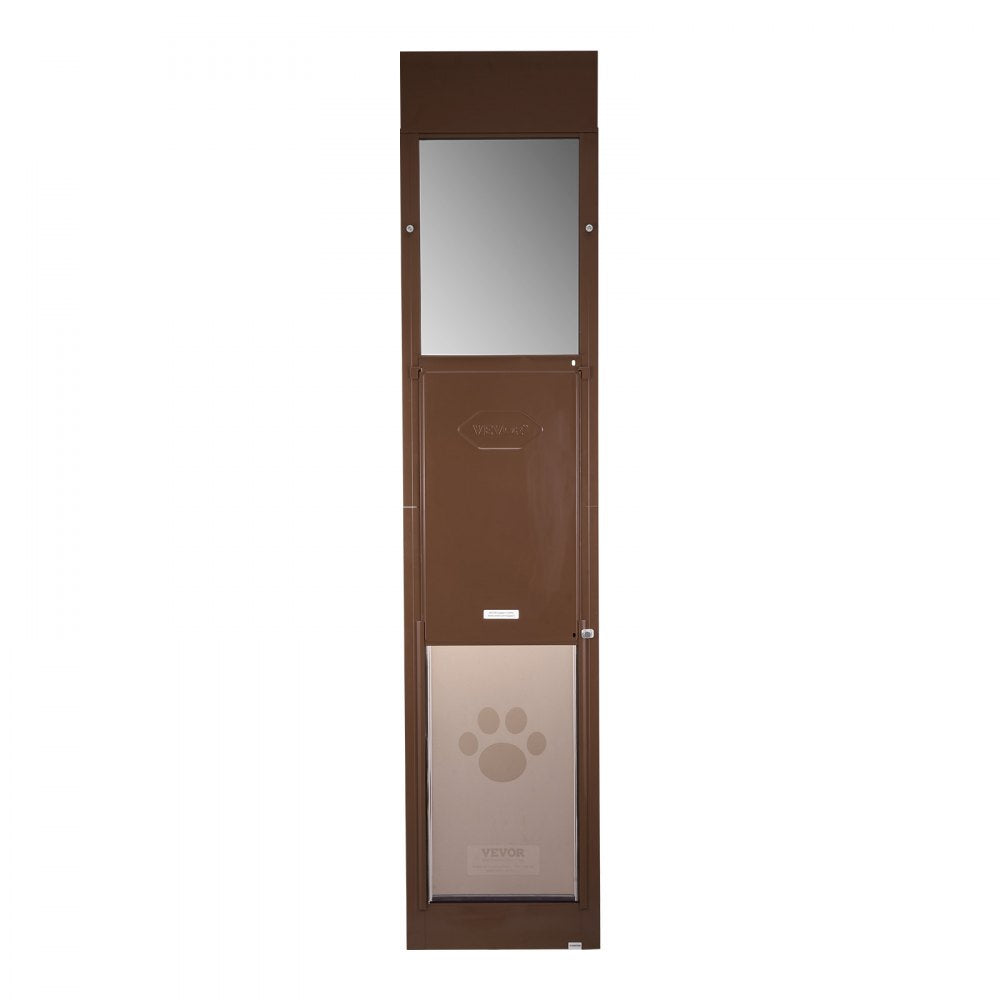 VEVOR Dog Door for Sliding Glass Door, 75 7/8 to 80 11/16 in Adjustable Height, Aluminum Alloy Frame with Rotating Hinges, Lock Design, 13 5/8 x 23 5/8 in Flap, Sliding Glass Pet Door for Renters