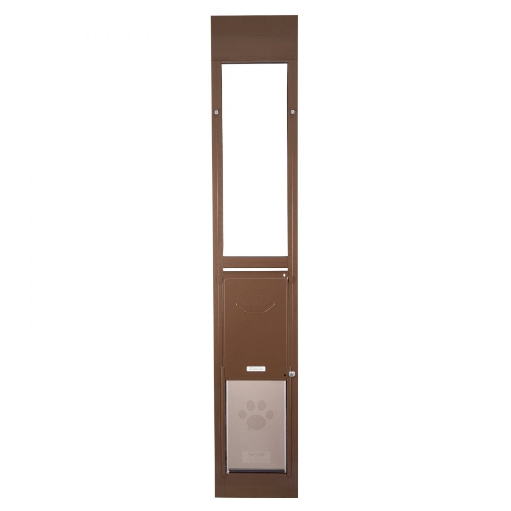 VEVOR Dog Door for Sliding Glass Door, 75 7/8 to 80 11/16 in Adjustable Height, Aluminum Alloy Frame with Rotating Hinges, Lock Design, 10 1/4 x 16 1/4 in Flap, Sliding Glass Pet Door for Renters