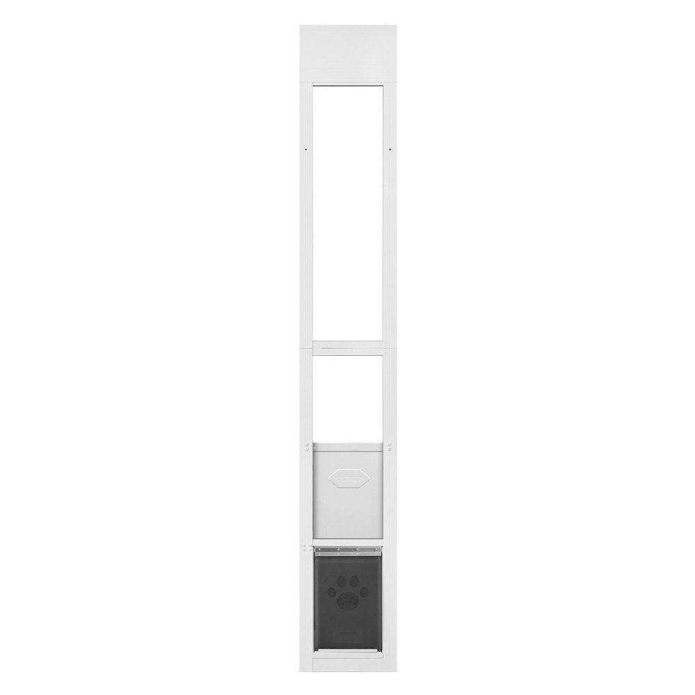 VEVOR Dog Door for Sliding Glass Door, 75 7/8" to 80 11/16" Adjustable Height, Aluminum Alloy Frame with Flap, Rotating Hinge, Lock Design, for Medium-Sized Dogs, Sliding Glass Pet Doors for Renters