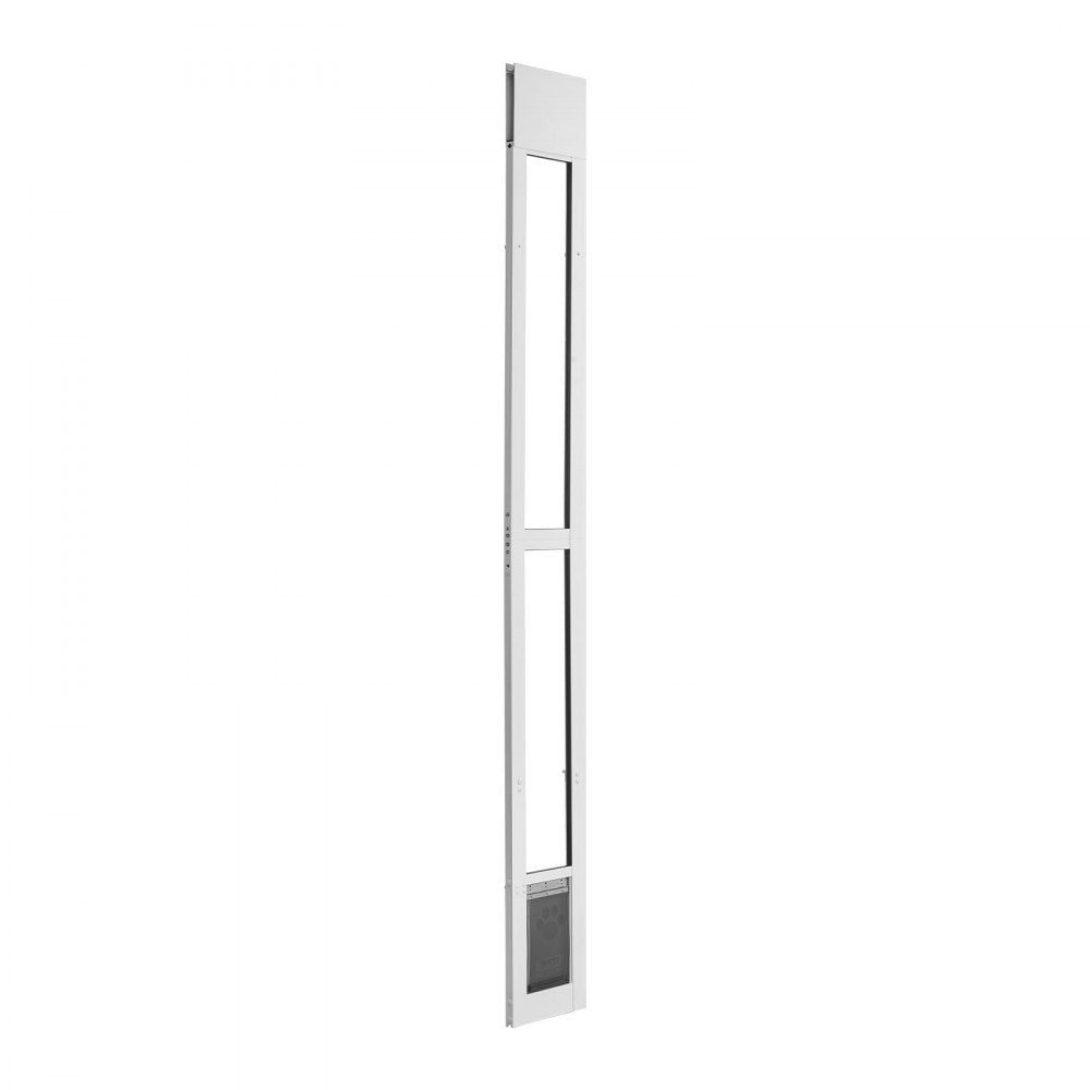 VEVOR Dog Door for Sliding Glass Door, 75 7/8" to 80 11/16" Adjustable Height, Aluminum Alloy Frame with Flap and Rotating Hinge, Lock Design, for Small-Sized Dogs, Sliding Glass Pet Doors for Renters