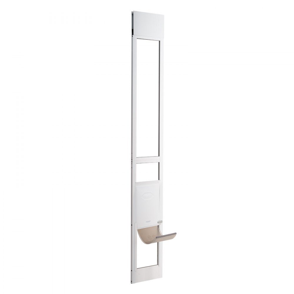 VEVOR Dog Door for Sliding Glass Door, 75 7/8"-80 11/16" Adjustable Height Doggy Door for Sliding Doors, Aluminum Frame Tempered Glass Pet Door with Hinge Structure Flap and Lock for Small-Sized Dogs