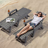 VEVOR Chaise Lounge Chair, 400 lbs Weight Capacity, 6 Positions Adjustable Patio Lounge Chair, Outdoor HDPE Lounge Chair with Backrest & Cup Holder, for Pool Poolside Deck Backyard Lawn, Gray