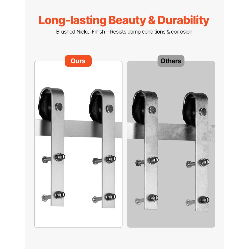 VEVOR 6.6FT Sliding Barn Door Hardware Kit, 330 LBS Weight Capacity, Compatible with 36 to 40 Inches Width & 1-3/8 to 1-3/4 Inches Thickness Single Sliding Barn Door, Durable Track & J-shape Roller