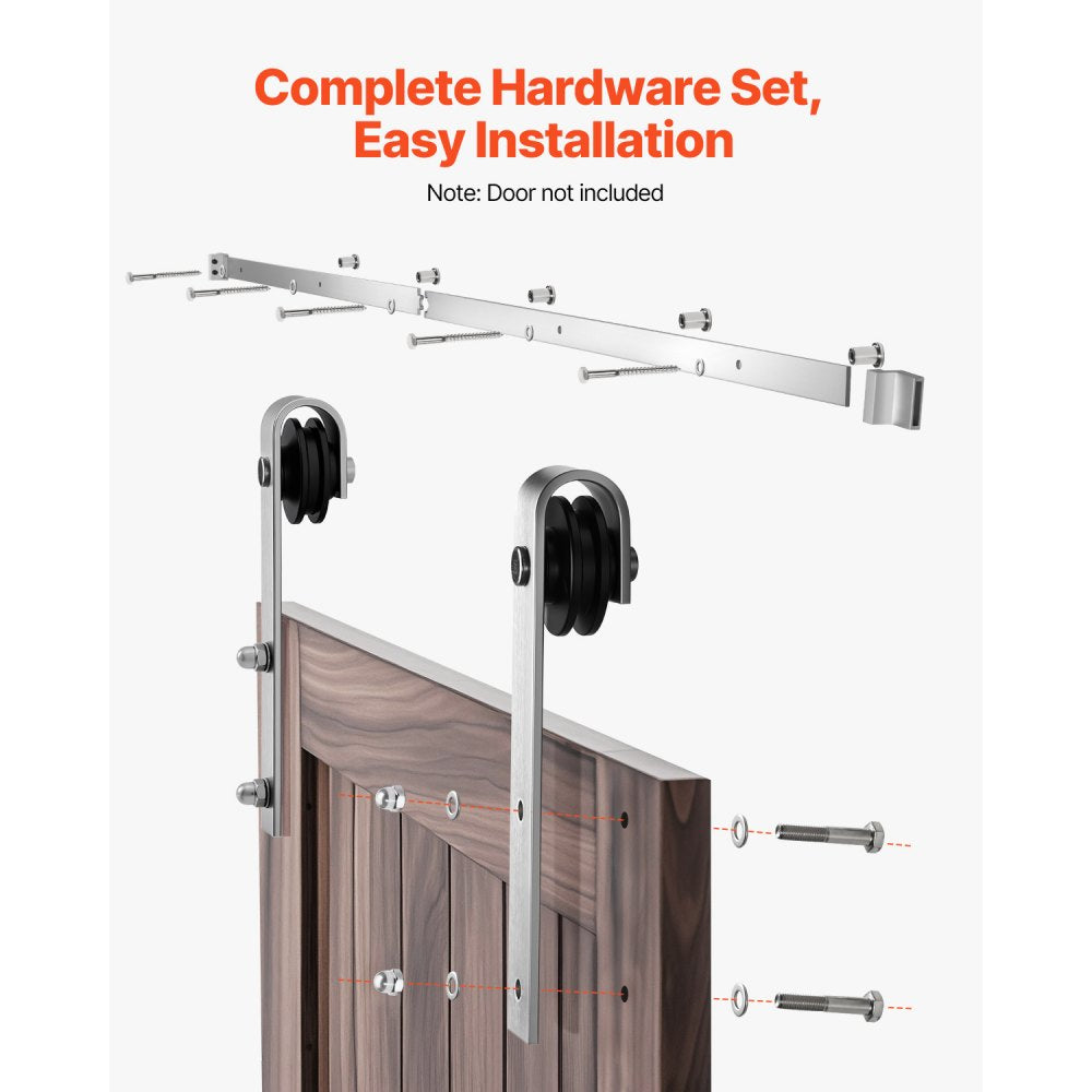 VEVOR 6.6FT Sliding Barn Door Hardware Kit, 330 LBS Weight Capacity, Compatible with 36 to 40 Inches Width & 1-3/8 to 1-3/4 Inches Thickness Single Sliding Barn Door, Durable Track & J-shape Roller