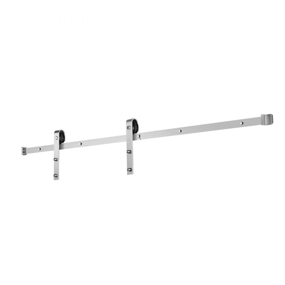 VEVOR 6FT Sliding Barn Door Hardware Kit, 330 LBS Weight Capacity, Compatible with 36 Inches Max Width & 1-3/8 to 1-3/4 Inches Thickness Single Sliding Barn Door, Durable Track & J-shape Roller Silver