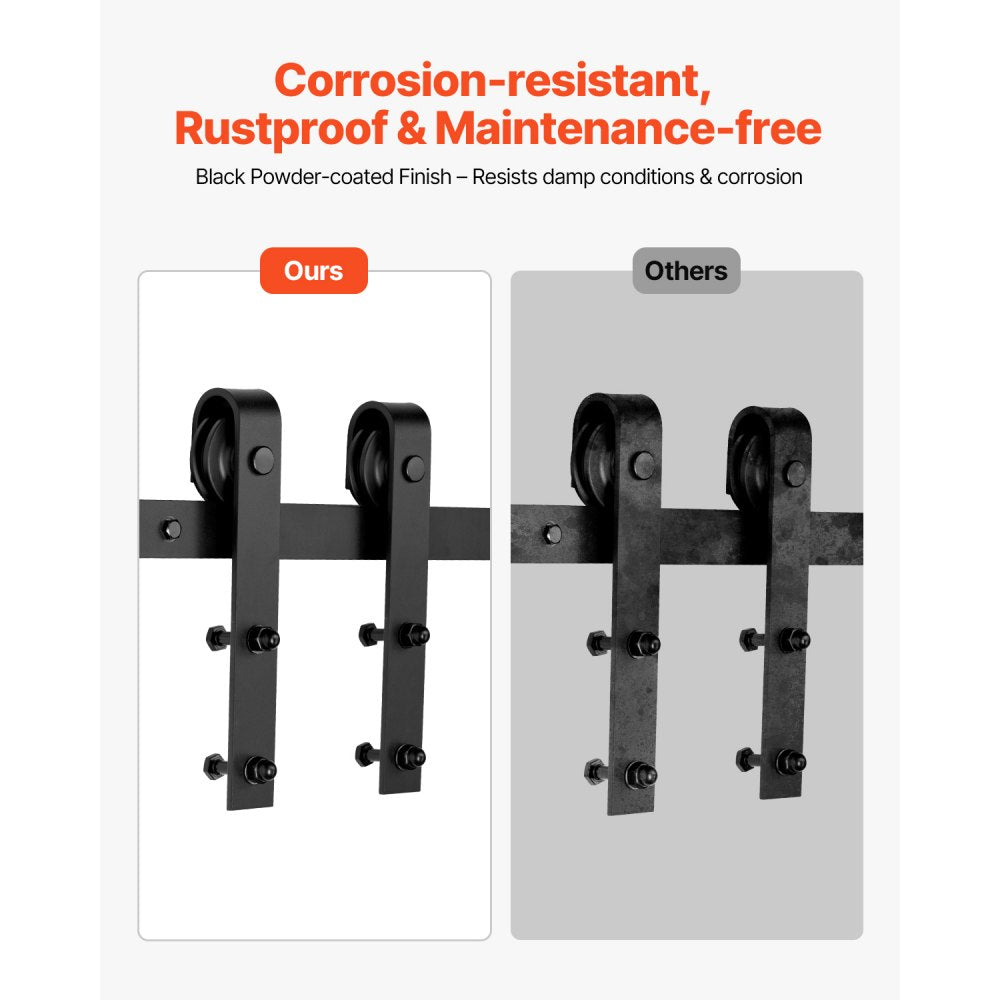 VEVOR 10FT Sliding Barn Door Hardware Kit, 330 LBS Weight Capacity, Compatible with 60 Inches Max Width & 1-3/8 to 1-3/4 Inches Thickness Single Sliding Barn Door, Durable Track & J-shape Roller,Black