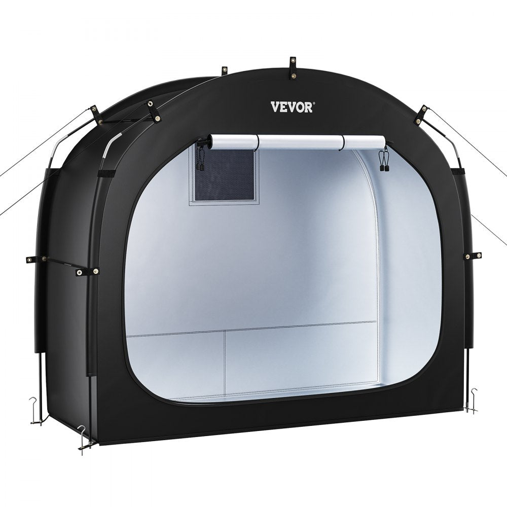 VEVOR Bike Storage Tent, 1 to 2 Bikes, Outdoor Spacious Bike Storage Tent with Ventilated Window, Waterproof Easy-to-Install Bike Tent with High Strength Fiberglass & Dual Zippers, Fit for Bicycle
