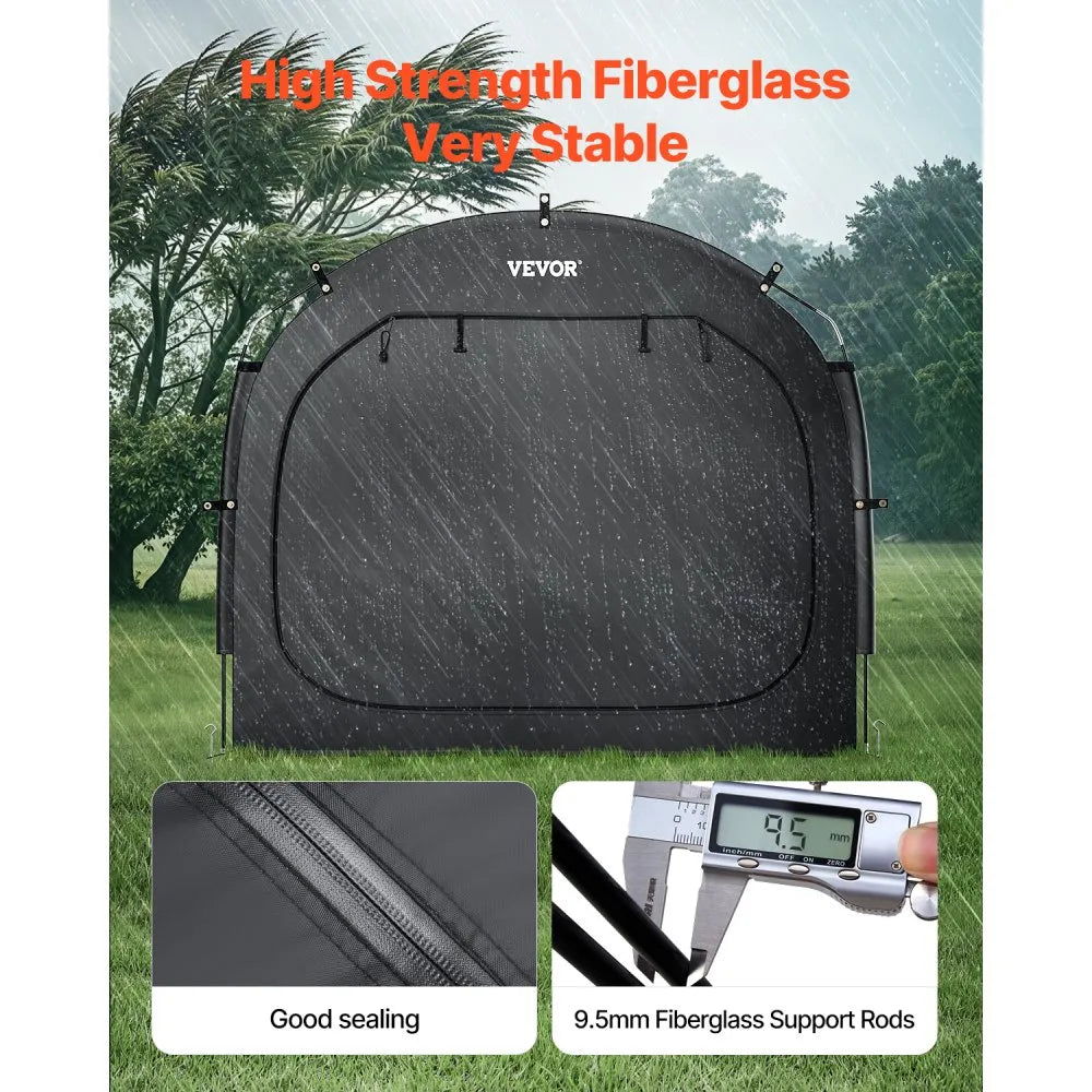 VEVOR Bike Storage Tent, 3 to 4 Bikes, Outdoor Spacious Bike Storage Tent with Ventilated Window, Waterproof Easy-to-Install Bike Tent with High Strength Fiberglass & Dual Zippers, Fit for Bicycle