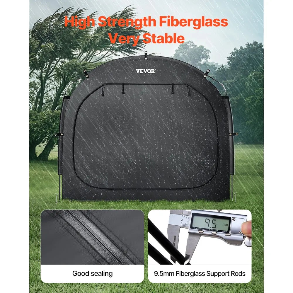 VEVOR Bike Storage Tent, 4 to 5 Bikes, Outdoor Spacious Bike Storage Tent with Ventilated Window, Waterproof Easy-to-Install Bike Tent with High Strength Fiberglass & Dual Zippers, Fit for Bicycle