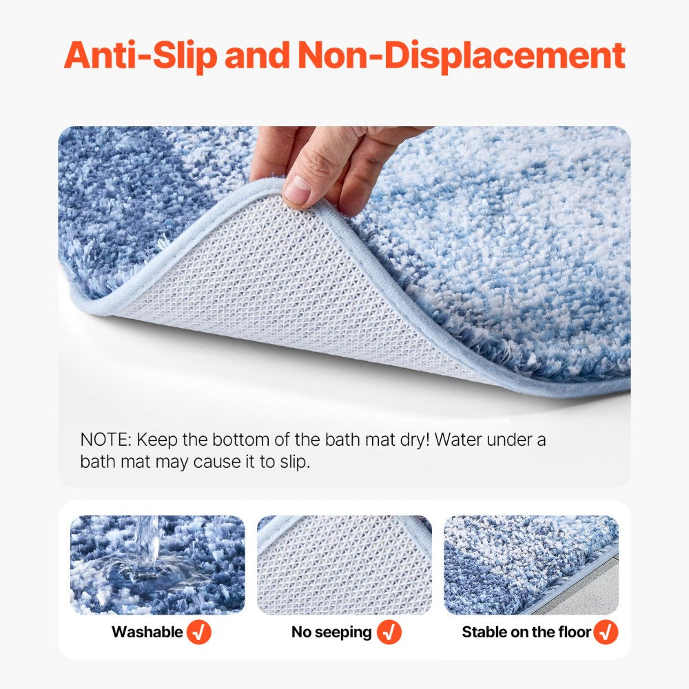 VEVOR Bathroom Rugs 30"x20" Bath Mat, Super Absorbent and Soft Microfiber Bathroom Mat with Non-Slip TPE Backing, Machine Washable and Quick Dry Bath Rugs, Bath Mats for Bathroom, Tub and Shower Floor