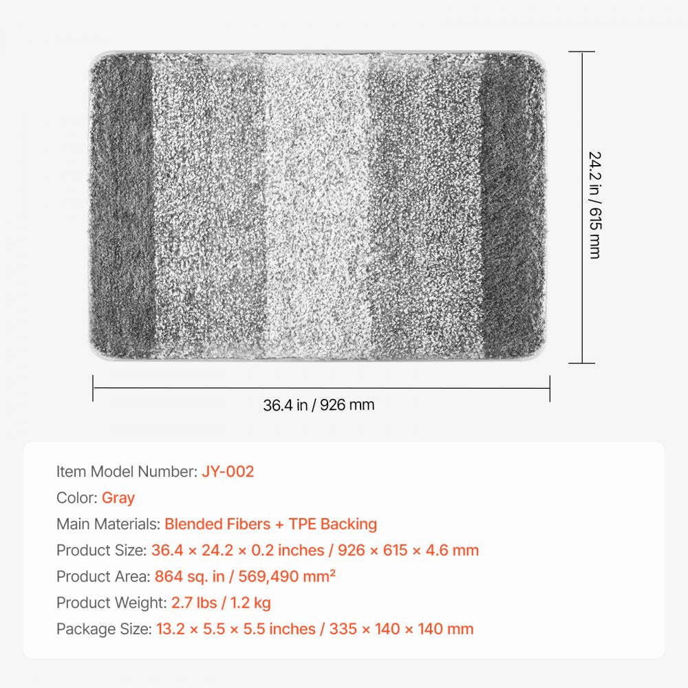VEVOR Bathroom Rugs 36"x24" Bath Mat, Super Absorbent and Soft Microfiber Bathroom Mat with Non-Slip TPE Backing, Machine Washable and Quick Dry Bath Rugs, Bath Mats for Bathroom, Tub and Shower Floor