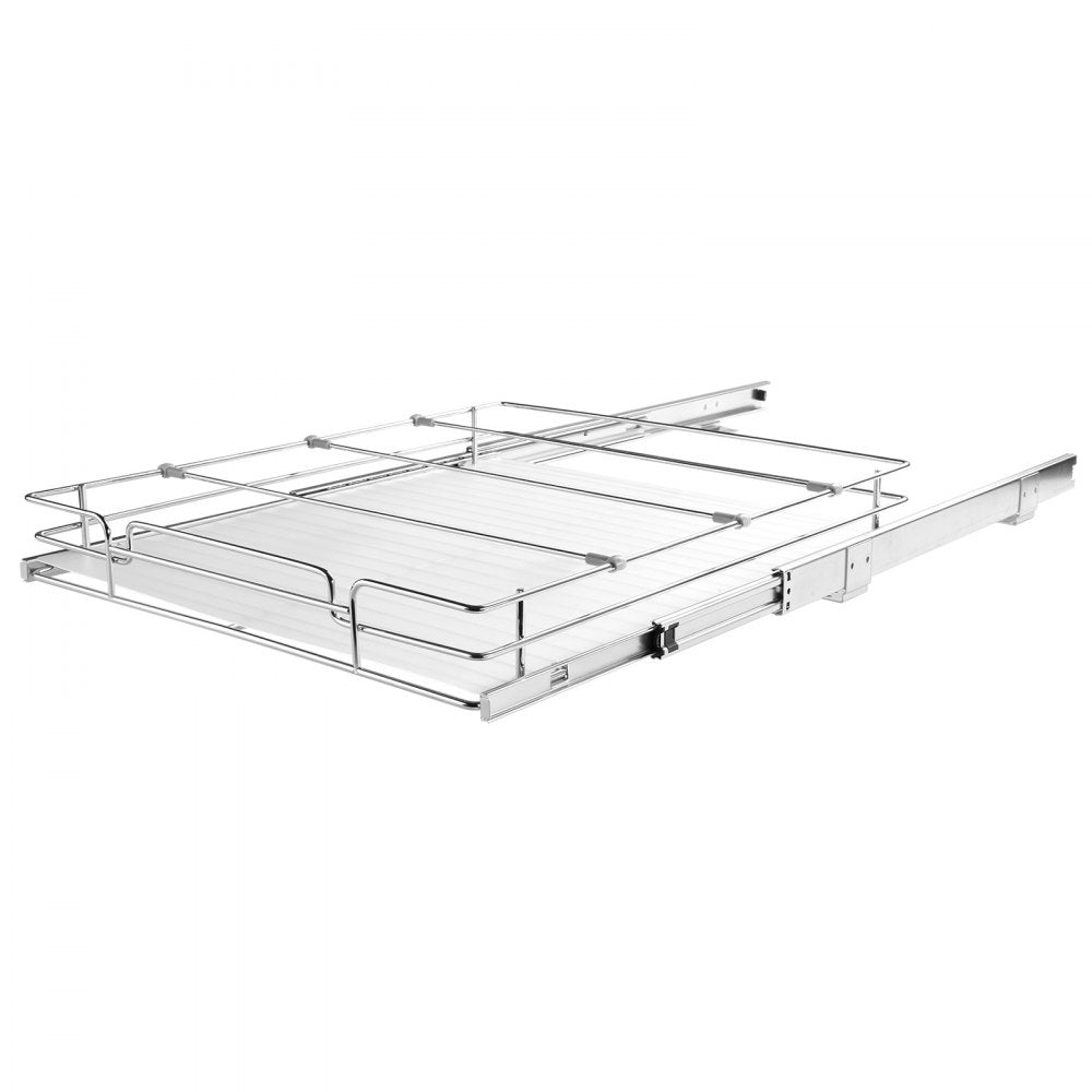 VEVOR 18.5"Wx21"Dx3.5"H Pull Out Cabinet Organizer, Heavy Duty Slide Out Pantry Shelves, Steel Roll Out Drawers, Sliding Drawer Storage for Home Under Sink, 20"Wx22"Dx7"H Install Size for Cabinet