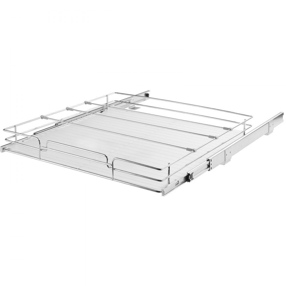 VEVOR 21.5"Wx21"Dx3.5"H Pull Out Cabinet Organizer, Heavy Duty Slide Out Pantry Shelves, Steel Roll Out Drawers, Sliding Drawer Storage for Home Under Sink, 23"Wx22"Dx7"H Install Size for Cabinet