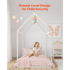 VEVOR Twin Size House Bed Frame, Metal Kids Floor Bed Frame with Roof, Heavy Duty Steel Slats Support, House Shape Bedframe for Girls and Boys, No Box Spring Needed, Easy Assembly, White