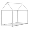 VEVOR Twin Size House Bed Frame, Metal Kids Floor Bed Frame with Roof, Heavy Duty Steel Slats Support, House Shape Bedframe for Girls and Boys, No Box Spring Needed, Easy Assembly, White