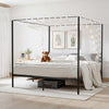 VEVOR King Size Canopy Bed Frame, Metal Canopy Bed with Charging Station and Four Posters Design, Heavy Duty Steel Slats Support, Underbed Storage Space, No Box Spring Needed, Easy Assembly, Black