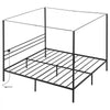 VEVOR King Size Canopy Bed Frame, Metal Canopy Bed with Charging Station and Four Posters Design, Heavy Duty Steel Slats Support, Underbed Storage Space, No Box Spring Needed, Easy Assembly, Black