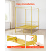 VEVOR Full Size Canopy Bed Frame, Metal Canopy Bed with Minimalist Headboard & Four Posters Design, Heavy Duty Steel Slats Support, Underbed Storage Space, No Box Spring Needed, Easy Assembly, Gold