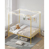 VEVOR Queen Size Canopy Bed Frame, Metal Canopy Bed with Minimalist Headboard & Four Posters Design, Heavy Duty Steel Slats Support, Underbed Storage Space, No Box Spring Needed, Easy Assembly, Gold