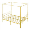 VEVOR Queen Size Canopy Bed Frame, Metal Canopy Bed with Minimalist Headboard & Four Posters Design, Heavy Duty Steel Slats Support, Underbed Storage Space, No Box Spring Needed, Easy Assembly, Gold