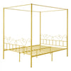VEVOR Queen Size Canopy Bed Frame, Metal Canopy Bed with Minimalist Headboard & Four Posters Design, Heavy Duty Steel Slats Support, Underbed Storage Space, No Box Spring Needed, Easy Assembly, Gold