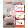 VEVOR Twin Size Canopy Bed Frame, Metal Canopy Bed with Minimalist Headboard & Four Posters Design, Heavy Duty Steel Slats Support, Underbed Storage Space, No Box Spring Needed, Easy Assembly, Pink