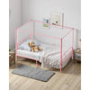 VEVOR Twin Size Canopy Bed Frame, Metal Canopy Bed with Minimalist Headboard & Four Posters Design, Heavy Duty Steel Slats Support, Underbed Storage Space, No Box Spring Needed, Easy Assembly, Pink
