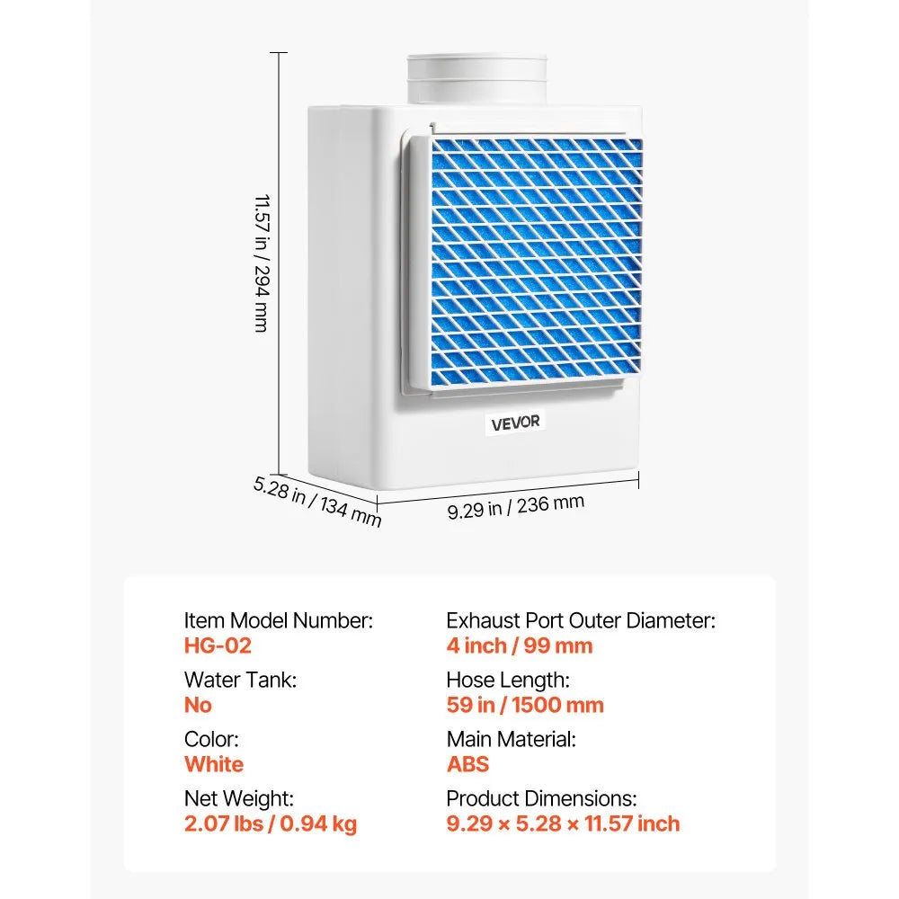 VEVOR 3-in-1 Indoor Dryer Vent Kit,Premium ABS Material Fits 4 inch Exhaust Port, Smart Overheating Reminder Exhaust Hood & Easy-to-Detach Mesh Cap & Multi-layer Purification with 4 Replacement Pads