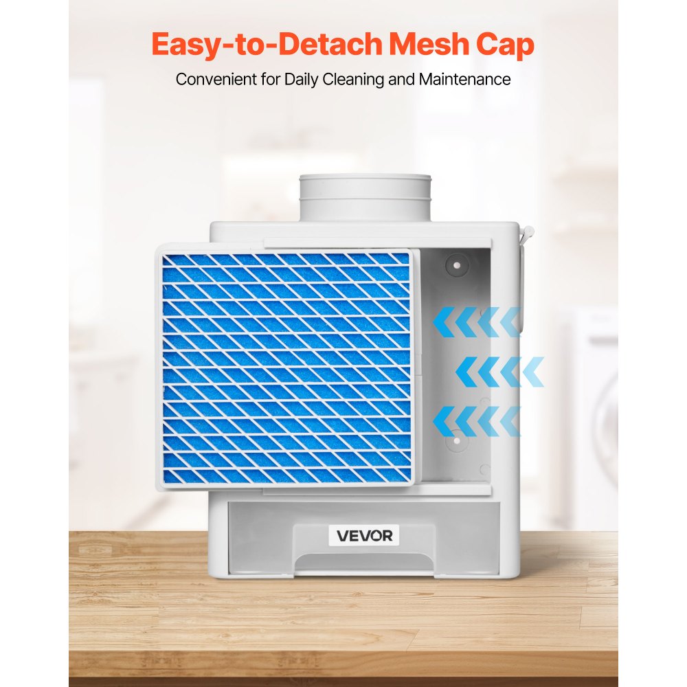 VEVOR 3-in-1 Indoor Dryer Vent Kit,Premium ABS Material with Water Drawer Fits 4 inch Exhaust Port, Smart Overheating Reminder Exhaust Hood & with 4 Purification Pads,For Electric Clothes Dryers