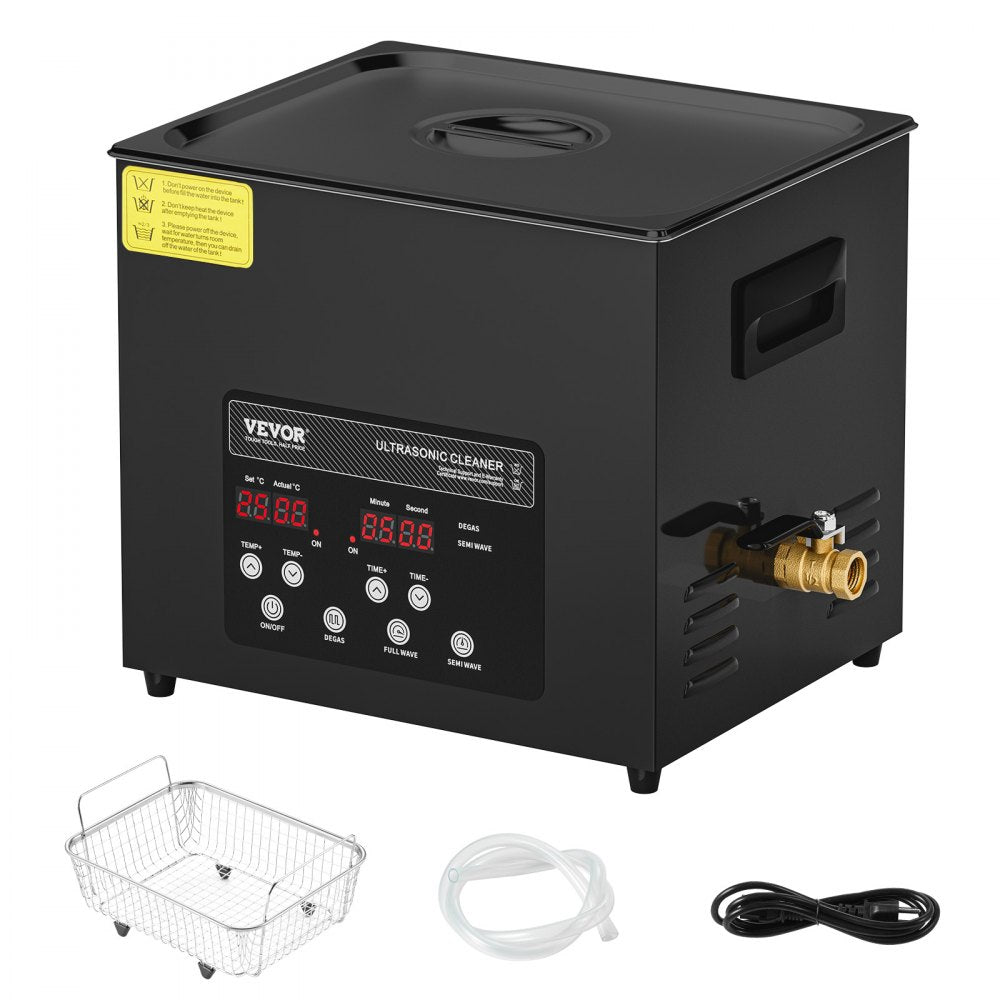 VEVOR 10L Ultra Sonic Cleaner, 240W Digital Ultrasonic Cleaning Machine with Gentle Mode & Upgraded Degassing, 40kHz Industrial Ultrasound Cleaner with Heater & Timer for Retainer, Jewelry, Tools