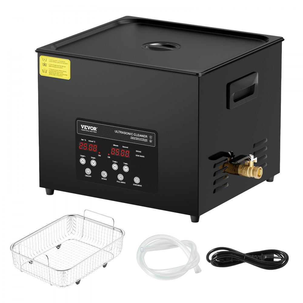 VEVOR 15L Ultra Sonic Cleaner, 360W Digital Ultrasonic Cleaning Machine with Gentle Mode & Upgraded Degassing, 40kHz Industrial Ultrasound Cleaner with Heater & Timer for Retainer, Jewelry, Tools