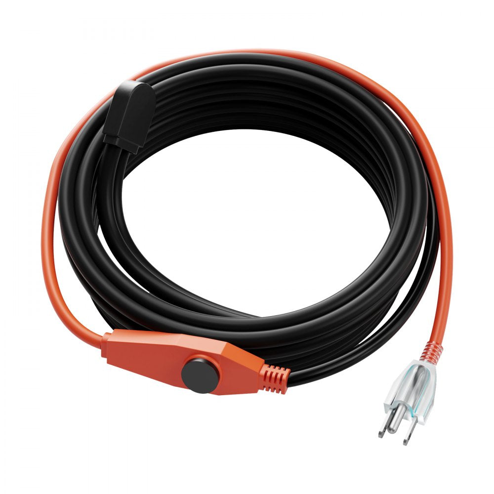 VEVOR Pipe Heating Cable, 30FT 7W/FT Heat Tape for Pipes with Built-in Thermostat, Water Pipe Heat Cable Protects PVC Hose, Metal and Plastic Pipe from Freezing
