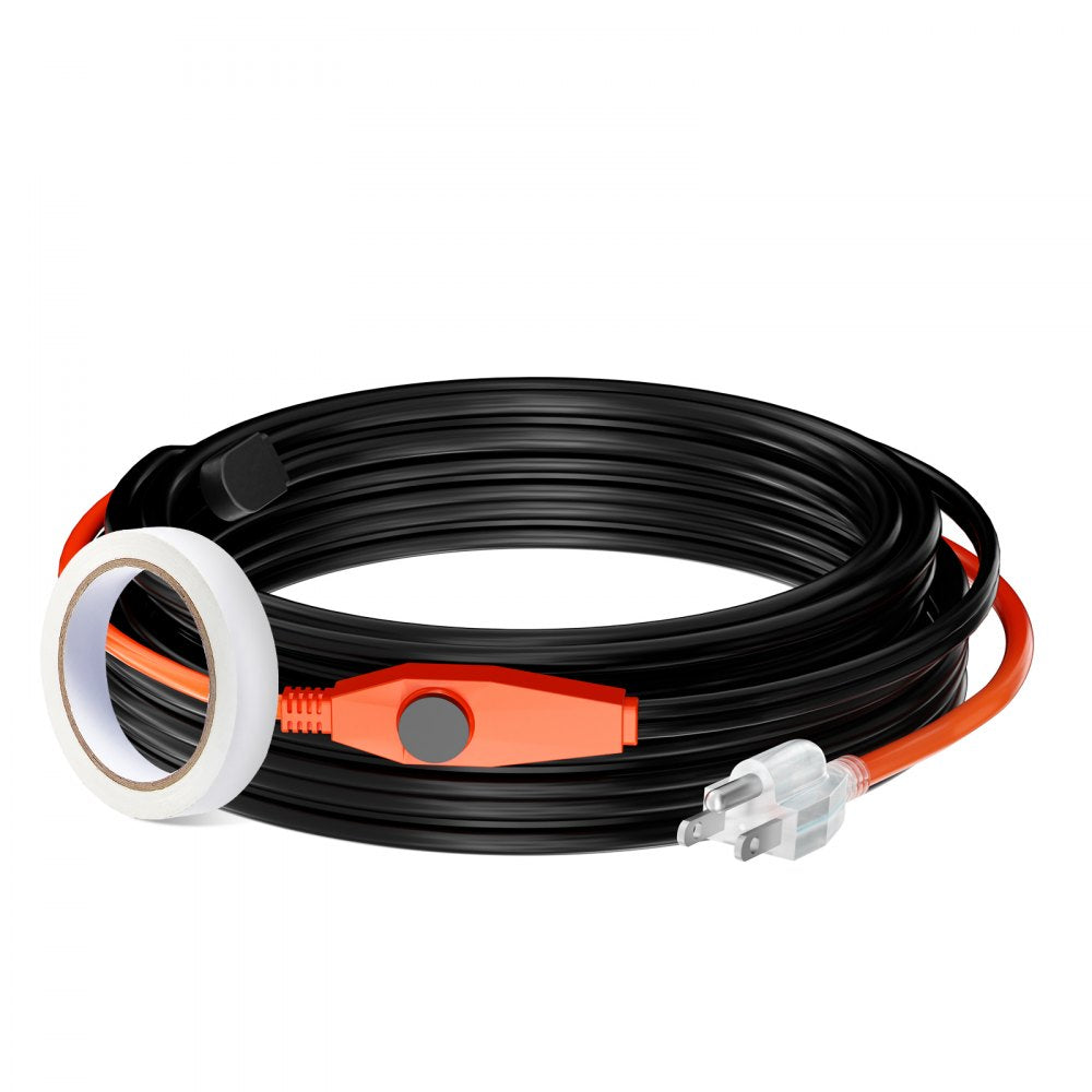 VEVOR Pipe Heating Cable, 30FT 7W/FT Heat Tape for Pipes with Built-in Thermostat, Water Pipe Heat Cable Protects PVC Hose, Metal and Plastic Pipe from Freezing