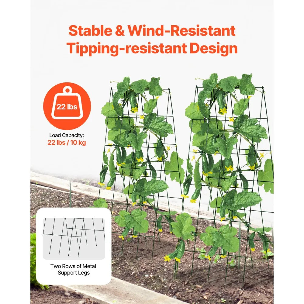 VEVOR Cucumber Trellis for Climbing Plants, 39" x 32" Foldable Cucumber Trellis Set with Twist Ties, Metal Garden Trellis for Raised Bed, Outdoor Plant Grow Support for Tomato, Squash, Vegetable