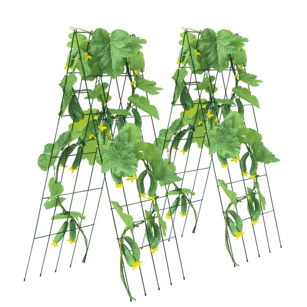VEVOR Cucumber Trellis for Climbing Plants, 39" x 32" Foldable Cucumber Trellis Set with Twist Ties, Metal Garden Trellis for Raised Bed, Outdoor Plant Grow Support for Tomato, Squash, Vegetable