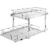 VEVOR 2 Tier 14"Wx21"Dx15"H Pull Out Cabinet Organizer, Heavy Duty Slide Out Pantry Shelves, Steel Roll Out Drawers, Sliding Drawer Storage for Home, 15.5"Wx22"Dx18"H Install Size for Cabinet