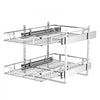 VEVOR 2 Tier Pull Out Cabinet Organizer 14.17"W x 21.06"D Slide Out Drawers, for Kitchen Bathroom Pantry Organization, Chrome-Plated Finish, Heavy Duty Steel Storage Sliding Shelves for Base Cabinets