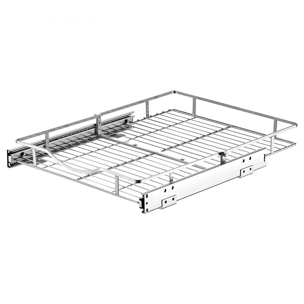 VEVOR Pull Out Cabinet Organizer 16.93"W x 21.06"D Steel Slide Out Drawers, for Kitchen Bathroom Pantry Home Organization, Chrome-Plated Finish, Heavy Duty Storage Sliding Shelves for Base Cabinets