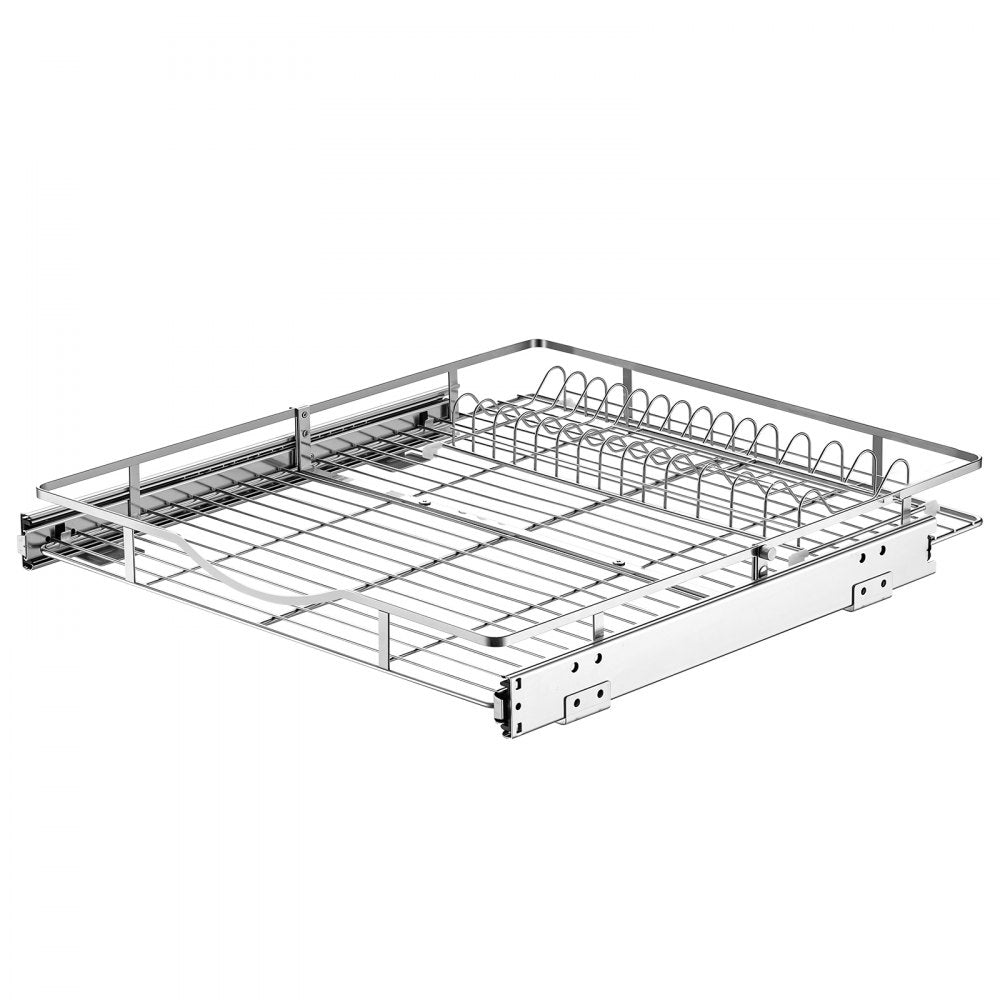 VEVOR Pull Out Cabinet Organizer 19.69"W x 21.06"D Steel Slide Out Drawers, for Kitchen Bathroom Pantry Home Organization, Chrome-Plated Finish, Heavy Duty Storage Sliding Shelves for Base Cabinets