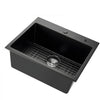 VEVOR 25 inch Kitchen Sink Workstation, Top Mount Granite Sinks, Drop-In Single Bowl Farmhouse Basin with Multiple Accessories, Household Dishwasher Sinks for RV, Prep Kitchen, and Bar (Black)