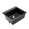 VEVOR 25 inch Kitchen Sink Workstation, Top Mount Granite Sinks, Drop-In Single Bowl Farmhouse Basin with Multiple Accessories, Household Dishwasher Sinks for RV, Prep Kitchen, and Bar (Black)