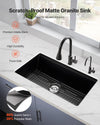 Scratch-proof matte granite sink installed in kitchen (black)