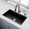 VEVOR 30 inch Kitchen Sink Workstation, Undermount Granite Sink, Drop-In Single Bowl Farmhouse Basin with Multiple Accessories, Household Dishwasher Sinks for RV, Prep Kitchen, and Bar (Black)